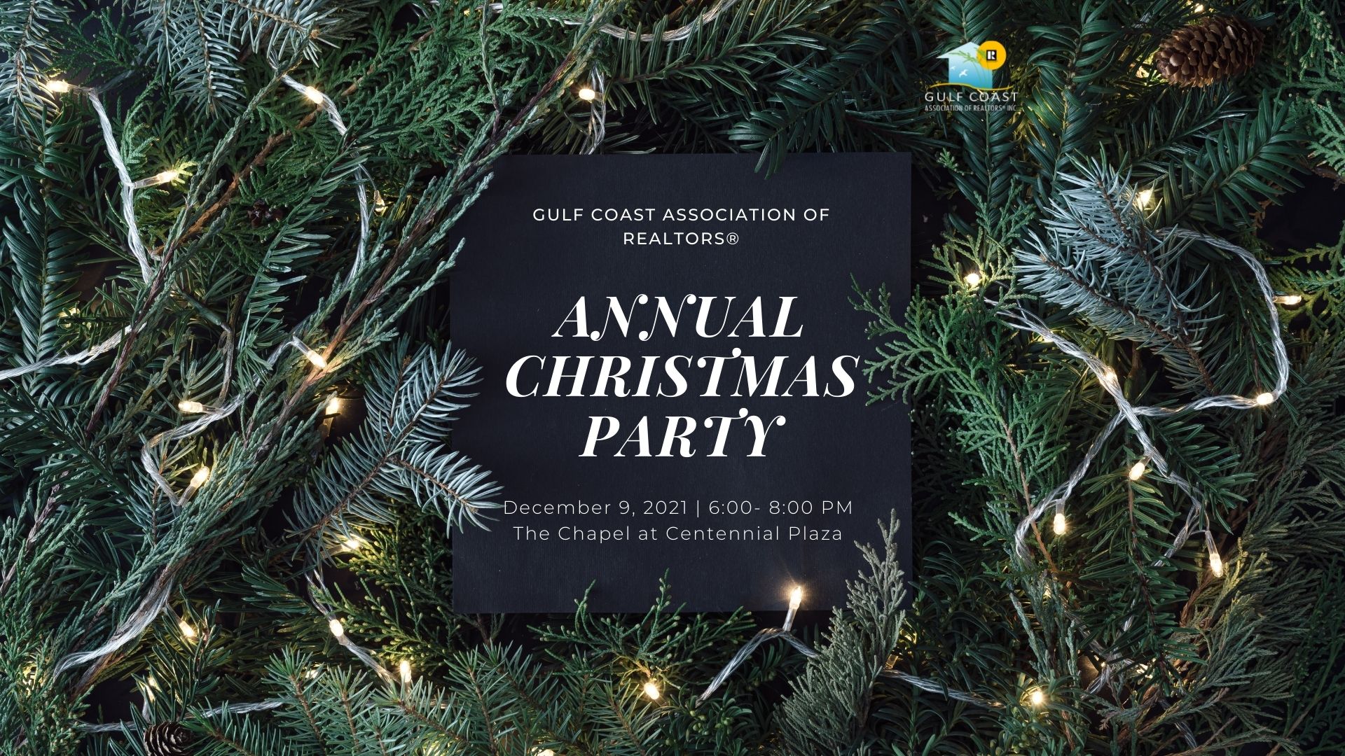 Green Christmas Party Invitation Facebook Event Cover